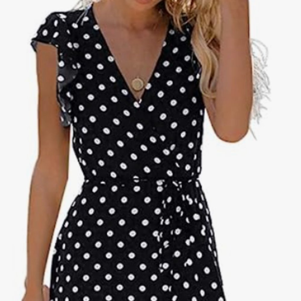 GC Grecerelle Black and White Polka Dot Summer Dress